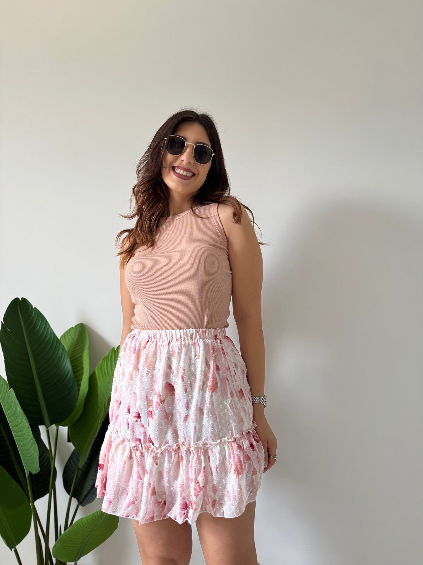Gonnellina fantasia rosa