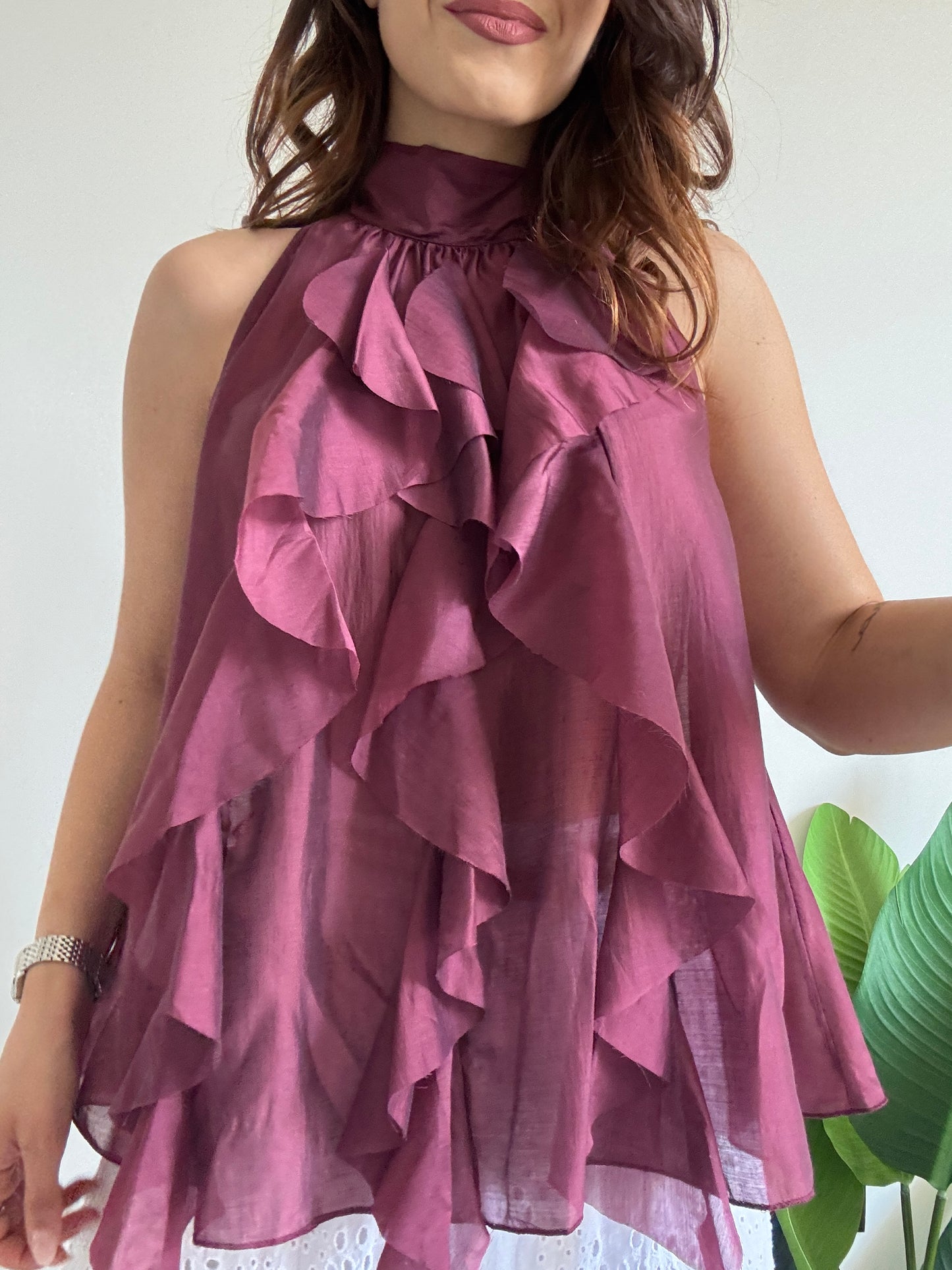 Blusa volant borgogna