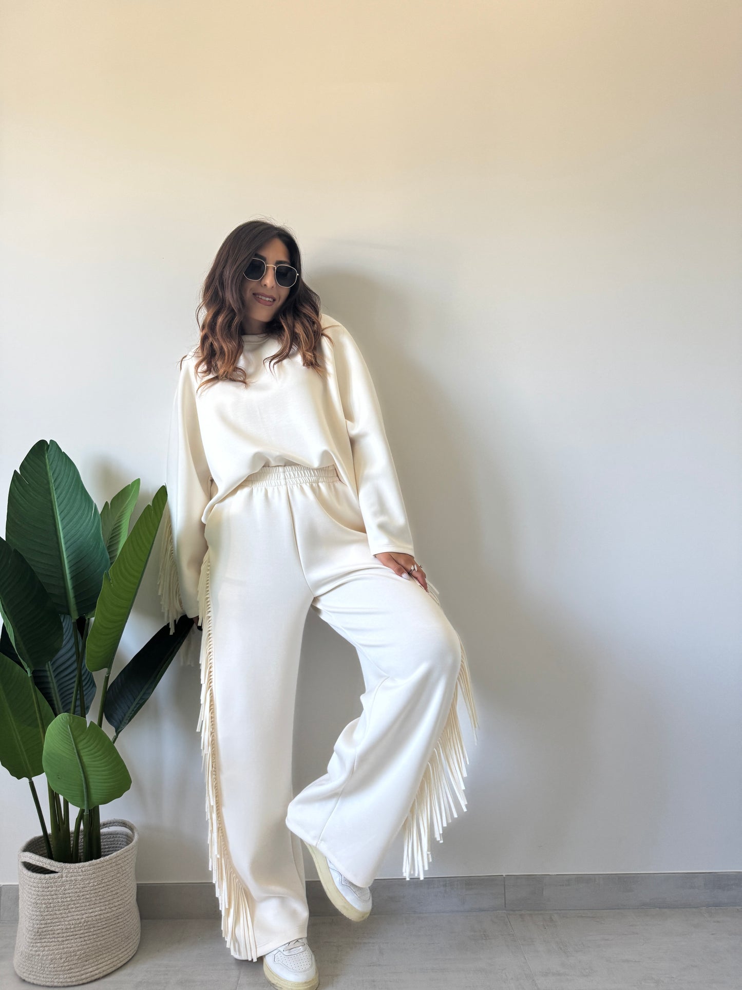 Pantalone frange Lumina panna