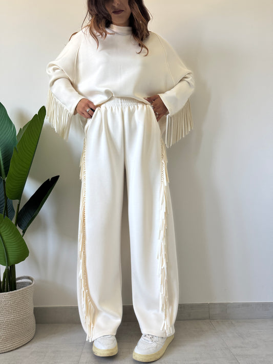 Pantalone frange Lumina panna