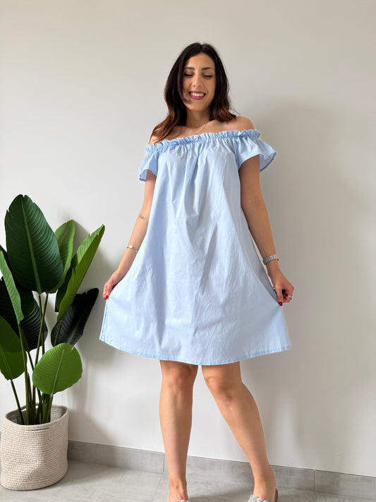 Abito cotone celeste