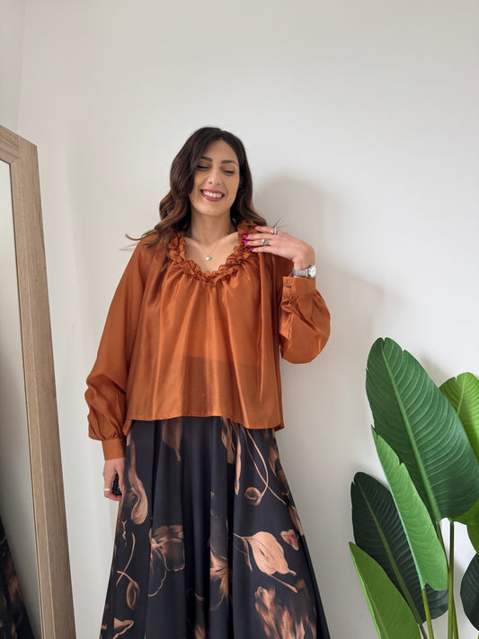 Camicia rouches arancio MYD