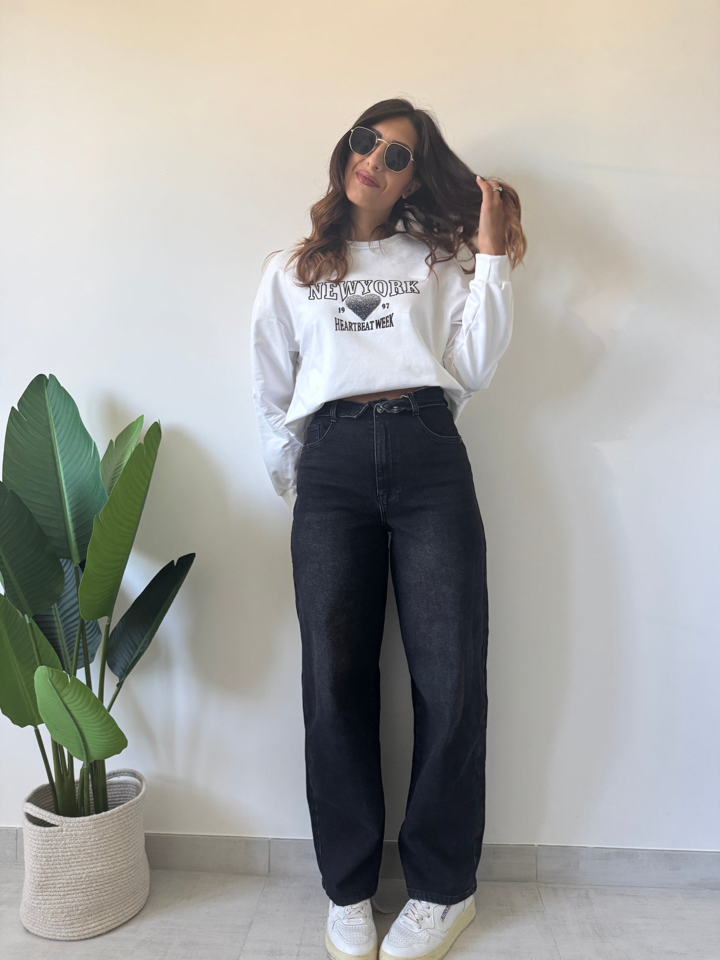 Jeans slouchy bottoni nero
