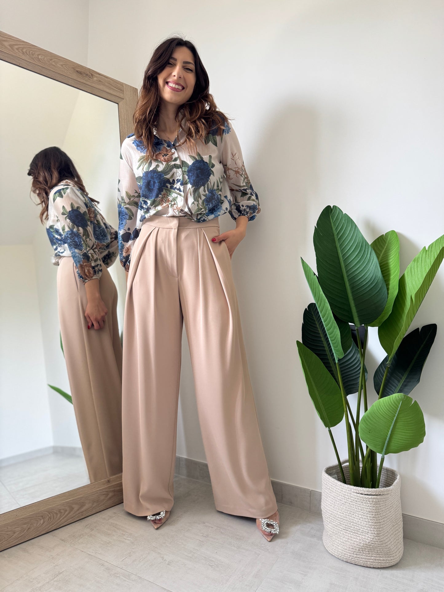 Pantalone pinces Brend beige