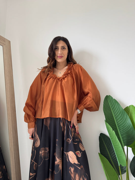 Camicia rouches arancio MYD