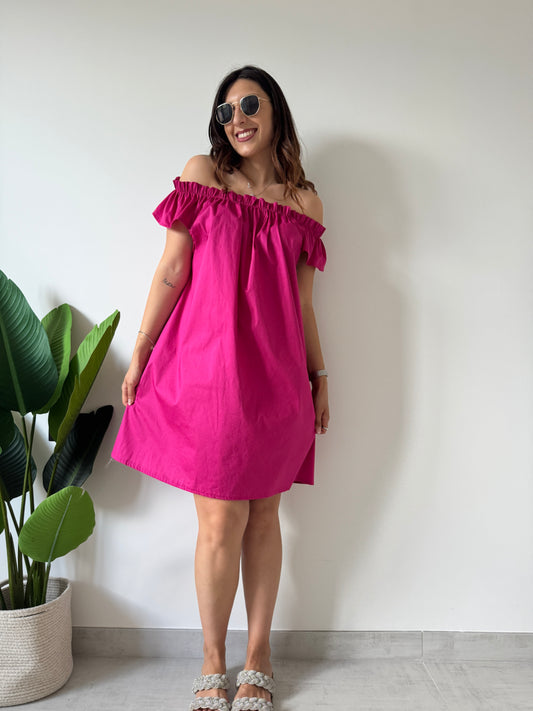 Abito cotone fucsia