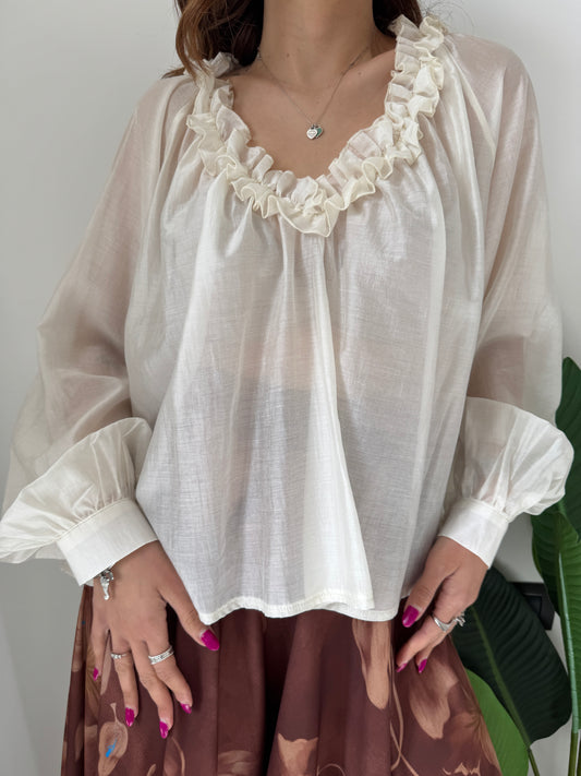 Camicia rouches panna MYD