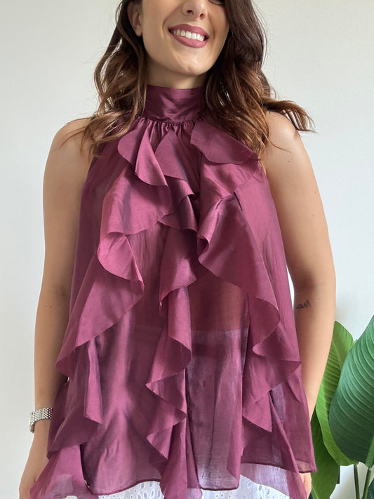 Blusa volant borgogna